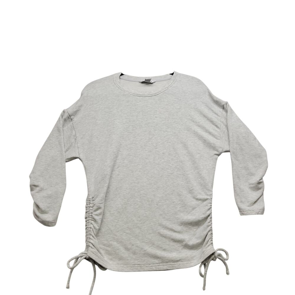 Athleta Womens XS Gray Ruched Side Tie Long Sleeve Sweatshirt Tunic Pullover